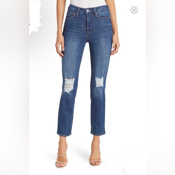 Good American Denim - Good American Good Classic Indigo Distressed Straight Leg Jeans Size 2 NWT